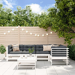 Maison Chic Salon de jardin 6 pcs + coussins - Mobilier/Meubles de jardin - Table et chaises d'extérieur blanc bois massif -MN40581