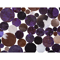 Acheter Beliani Tapis patchwork rond en cuir marron et violet SORGUN