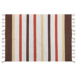 Beliani Tapis en coton marron et beige 160 x 230 cm HISARLI