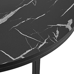 Helloshop26 Table basse ronde pour salon 45 x 80 cm marbre noir / noir 03_0008497 pas cher