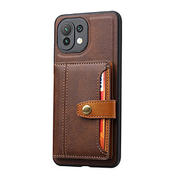 Coque en TPU + PU avec béquille et porte-cartes marron pour votre Xiaomi Mi 11 Lite 4G/5G