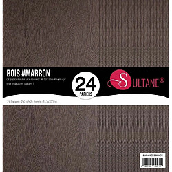 Sultane A 24 papiers Scrapbooking Texturé Bois Marron - 300g/m2