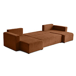 Bestmobilier Topaze - canapé panoramique en U - 7 places - convertible avec coffre - en tissu velours relief