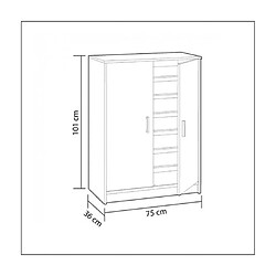 Pegane Armoire à Chaussures avec 2 portes coloris blanc - hauteur 101 x profondeur 36 x largeur 75 cm