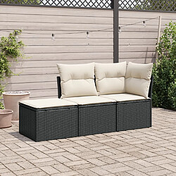 Maison Chic Salon de jardin 3 pcs avec coussins | Ensemble de Table et chaises | Mobilier d'Extérieur noir résine tressée -GKD26034