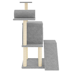 Helloshop26 Arbre à chat meuble tour grimper jouet grattage grattoir escalade plateforme avec griffoirs en sisal clair 110,5 cm gris 02_0022551