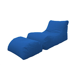 Alter Chaise longue de salon moderne, Made in Italy, Fauteuil avec repose-pieds en nylon, Pouf rembourré pour chambre, 120x80h60 cm, Couleur bleu