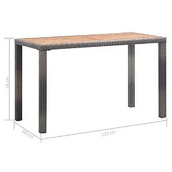 vidaXL Table de jardin Anthracite et marron 123x60x74 cm Bois d'acacia pas cher