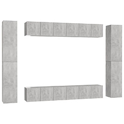 vidaXL Ensemble de meubles TV 10 pcs Gris béton Bois d'ingénierie