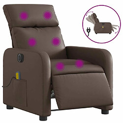 Maison Chic Fauteuil Relax pour salon, Fauteuil de massage inclinable électrique marron similicuir -GKD94666