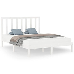 Maison Chic Lit adulte - Lit simple Cadre de lit,Structure du lit Contemporain Blanc Bois massif 160x200 cm -MN19445