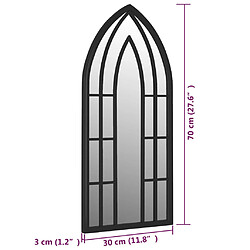 vidaXL Miroir de jardin Noir 70x30 cm Fer pour utilisation extérieure pas cher