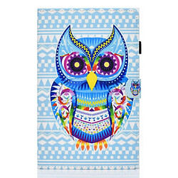 Etui en PU magnétique avec porte-cartes et porte-stylet Hibou bleu pour votre Samsung Galaxy Tab A8 (2021) SM-X200/SM-X205