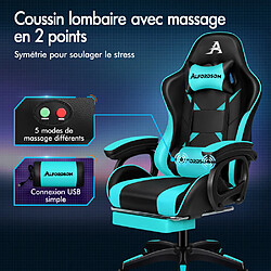 Acheter ALFORDSON Chaise Gaming avec Chaise Bureau de Massage Lombaire Cyan et Noir