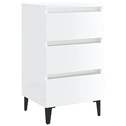 Avis vidaXL Tables de chevet pieds en métal 2 pcs blanc brillant 40x35x69cm