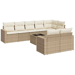 Maison Chic Salon de jardin avec coussins 9 pcs | Ensemble de Table et chaises | Mobilier d'Extérieur beige résine tressée -GKD39655