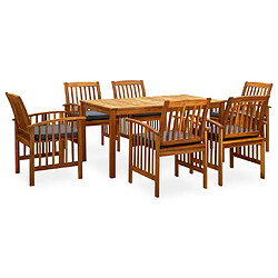 Maison Chic Mobilier à dîner 7 pcs de jardin avec coussins - Ensemble table et chaises d'extérieur - Salon/Mobilier de jardin classique Acacia solide -MN58583