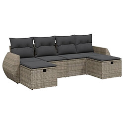 vidaXL Salon de jardin 6 pcs avec coussins gris résine tressée