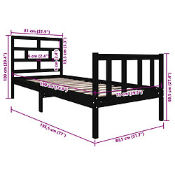 vidaXL Cadre de lit sans matelas noir bois de pin massif pas cher