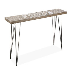 Versa Meuble d'entrée étroit, Table console Magda 110x25x80cm,Bois et métal, Marron et blanc