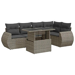 vidaXL Salon de jardin 6 pcs avec coussins gris résine tressée