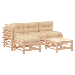 Maison Chic Salon de jardin 5 pcs + coussins - Mobilier/Meubles de jardin - Table et chaises d'extérieur bois massif -MN91602