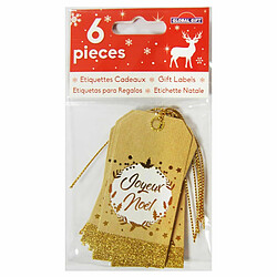 Youdoit 6 étiquettes cadeaux kraft 'Joyeux Noël' - Paillettes dorées