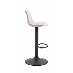 Avis Decoshop26 Tabouret de bar en tissu crème et cadre en métal noir hauteur réglable pieds trompette 10_0000304