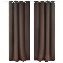 vidaXL 2 pcs Rideau Blackout Occultant Brun avec Œillets en métal 135x245cm