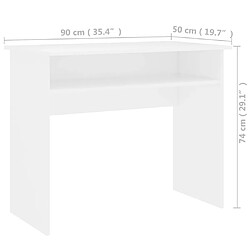 Avis Helloshop26 Bureau table poste de travail meuble d'ordinateur informatique étude 90 x 50 x 74 cm bois d'ingénierie blanc 02_0023529