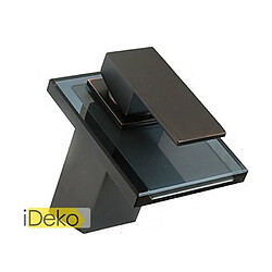 iDeko® Robinet Mitigeur Lavabo cascade de cuivres lavabo robinet laiton (fini nickel brossé)