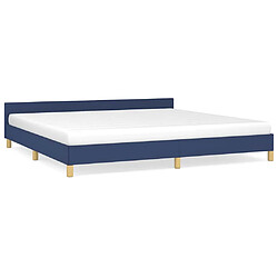 vidaXL Cadre de lit avec tête de lit sans matelas bleu 200x200cm tissu