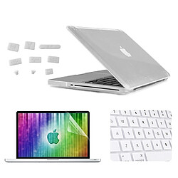 Wewoo Housse Étui blanc pour MacBook Pro 15.4 pouces 4 en 1 cristal dur coque de protection en plastique avec protecteur d'écran et garde de clavier bouchons anti-poussière