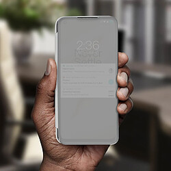 Acheter Avizar Housse OnePlus 8 Pro Étui Clapet translucide Design Miroir Support Vidéo argent