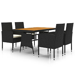 vidaXL Mobilier à dîner d'extérieur 5 pcs Résine tressée Noir