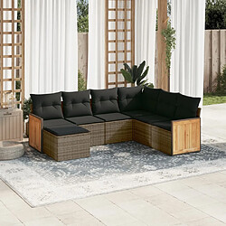 Maison Chic Salon de jardin avec coussins 7 pcs, Ensemble Tables et chaises de jardin, gris résine tressée -GKD809453