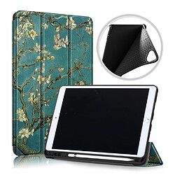 Etui en PU impression avec support tripliure et porte-stylo fleur pour votre Apple iPad 10.2 (2019)