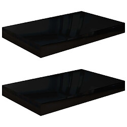 Maison Chic Lot de 2 Étagère murale flottante,Etagère de rangement Noir brillant 40x23x3,8 cm MDF -MN37463