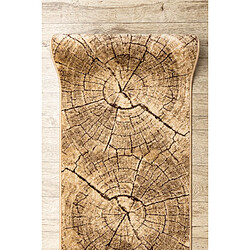 RUGSX Tapis de couloir KARMEL Tronko Arbre Bois noix 70 cm 70x740 cm pas cher