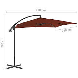 vidaXL Parasol de jardin en porte-à-faux avec mât en acier terre cuite pas cher