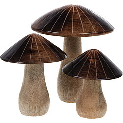 Amadeus Champignons décoratifs en bois de manguier (Lot de 3).