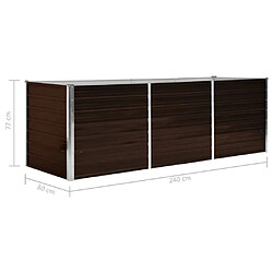 vidaXL Lit surélevé de jardin Marron 240x80x77 cm Acier galvanisé pas cher