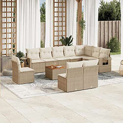 Maison Chic Salon de jardin 11 pcs avec coussins | Ensemble de Table et chaises | Mobilier d'Extérieur beige résine tressée -GKD21921