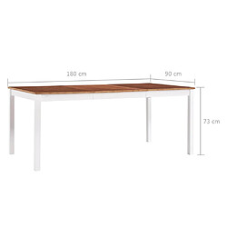 vidaXL Table à manger Blanc et marron 180x90x73 cm Bois de pin pas cher