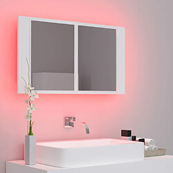 Maison Chic Armoire salle de bain,Meuble de rangement de salle de bain,Meuble haut à miroir LED Blanc 80x12x45 cm Acrylique -GKD532280 pas cher