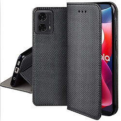 Htdmobiles Housse etui portefeuille avec coque interieure en silicone pour Motorola Moto G04 / G04s / G24 / G24 Power / E14 + film ecran - NOIR MAGNET