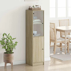 Avis Maison Chic Commode Buffet - Meuble de rangement avec porte en verre chêne sonoma 35x37x142 cm -GKD11848