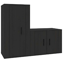 Maison Chic Ensemble de meubles TV 2 pcs pour salon - noir bois d'ingénierie -MN97261