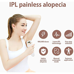 Chrono Épilateur IPL pour femmes, système d'épilation à 999 999 flashs, machine à cheveux permanente, 2 modes de flash et 5 intensités lumineuses pour le corps, le visage et les aisselles(Blanc)