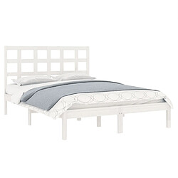 Avis Maison Chic Lit adulte - Lit simple Cadre de lit,Structure du lit Contemporain Blanc Bois massif 160x200 cm -MN48099